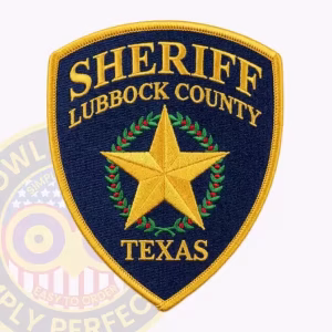 Lubbock County Sheriff Patch with Gold Star in Red-Berried Wreath