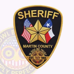 Martin County Sheriff Patch with Faceted Star over Flags and EST. 1884