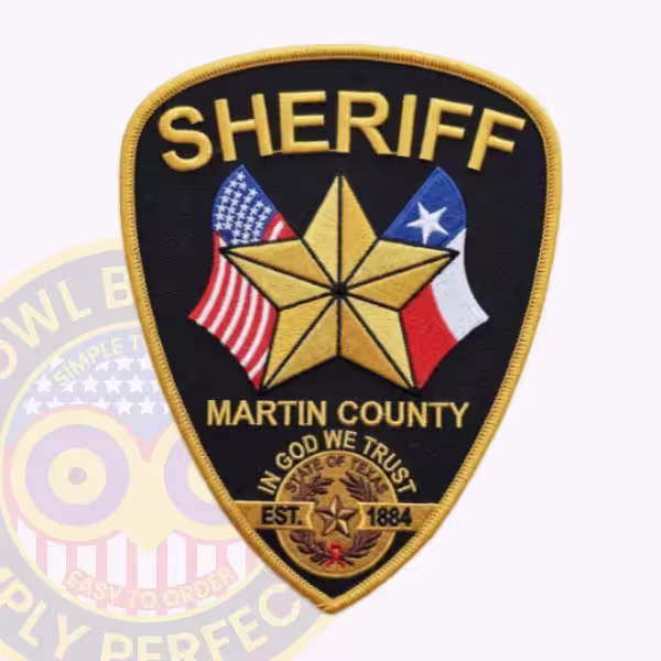 Martin County Sheriff Patch with Faceted Star over Flags and EST. 1884