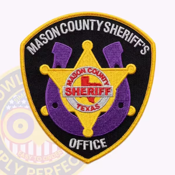 Mason County Sheriff Patch with Gold Star on Purple Horseshoe