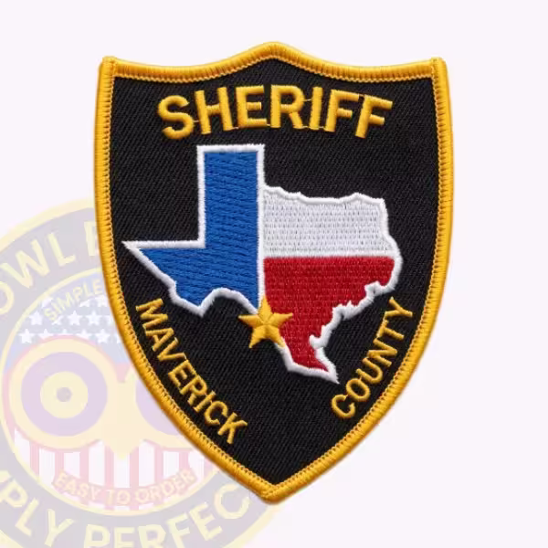 Maverick County Sheriff Patch with White-Edged Flag Map and Gold Star