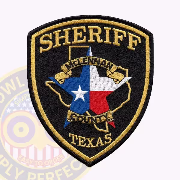 McLennan County Sheriff Patch with Flag-Filled Star over Texas Outline