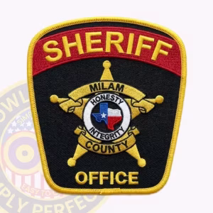 Milam County Sheriff Patch with Red Top Band and Honesty-Integrity Ring