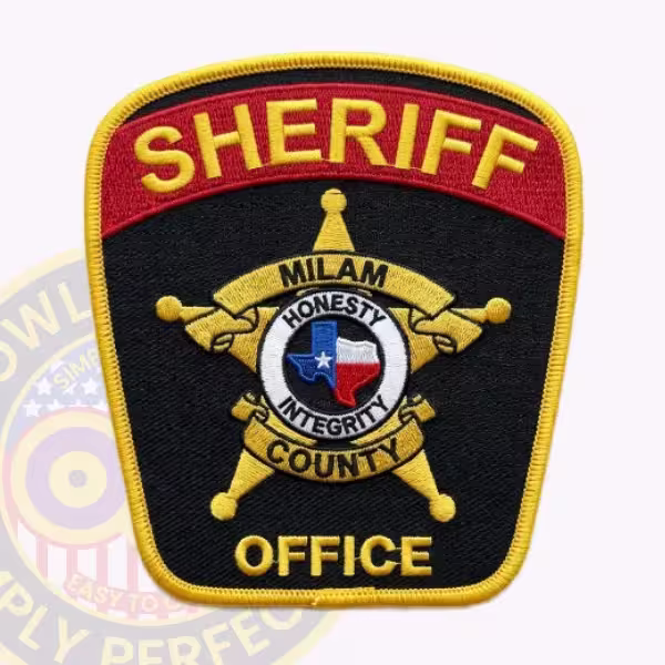Milam County Sheriff Patch with Red Top Band and Honesty-Integrity Ring