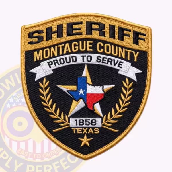 Montague County Sheriff Patch with Black-on-Gold Title Band and Laurels
