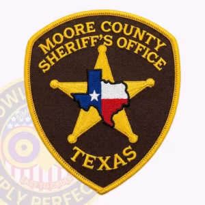 Moore County Sheriff Patch with Arched Serif Title and Flag Map Star