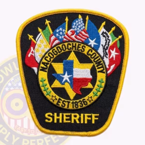 Nacogdoches County Sheriff Patch with Fan of Historic Flags over Star Ring