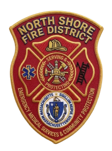 Fire district Maltese cross patch with a center seal