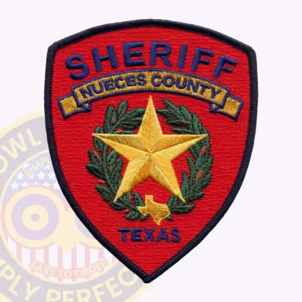 Nueces County Sheriff Patch with Wreathed Gold Star on Red Shield