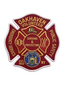 Volunteer emergency services patch with a red Maltese cross