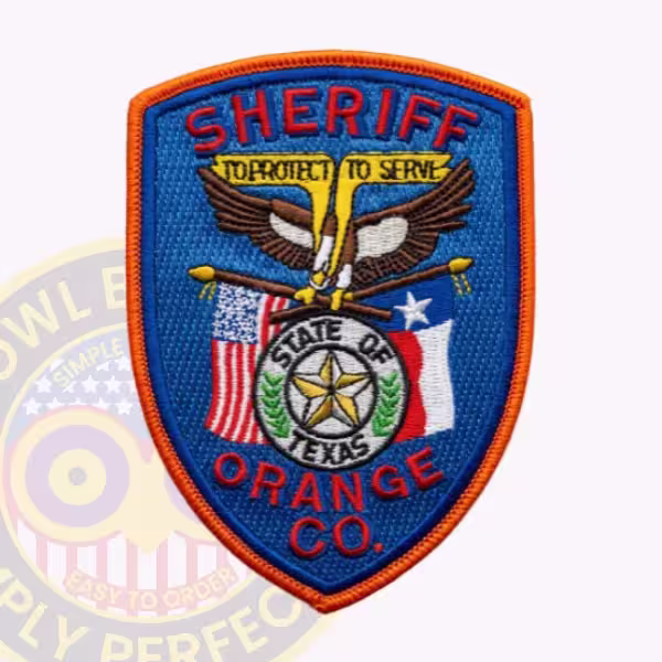 Orange County Sheriff Patch with Orange Border and Eagle on Royal Blue