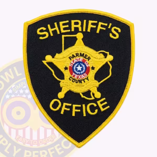 Parmer County Sheriff Patch with Ball-Tip Star in Gold Texas Outline