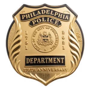 Custom Lapel Pins 40 Police shield lapel pin with a seal, acrylic version