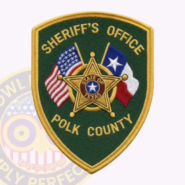 Polk County Sheriff Patch with Gold Star and Maroon Seal on Dark Green
