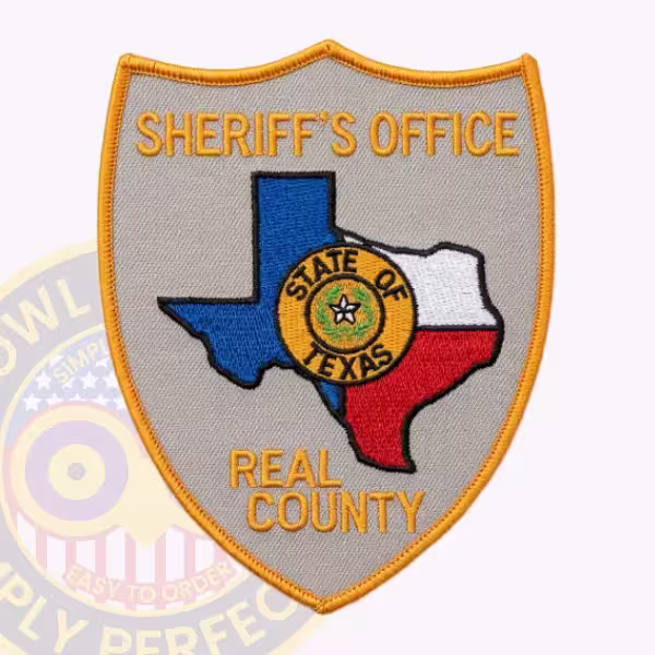 Real County Sheriff Silver-Gray Patch with Gold Seal on Flag Map