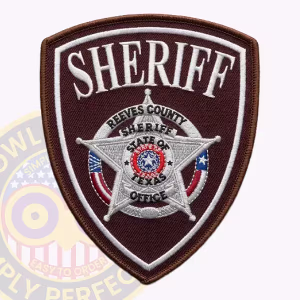 Reeves County Sheriff Patch with Flag-Lined Ring Star on Maroon