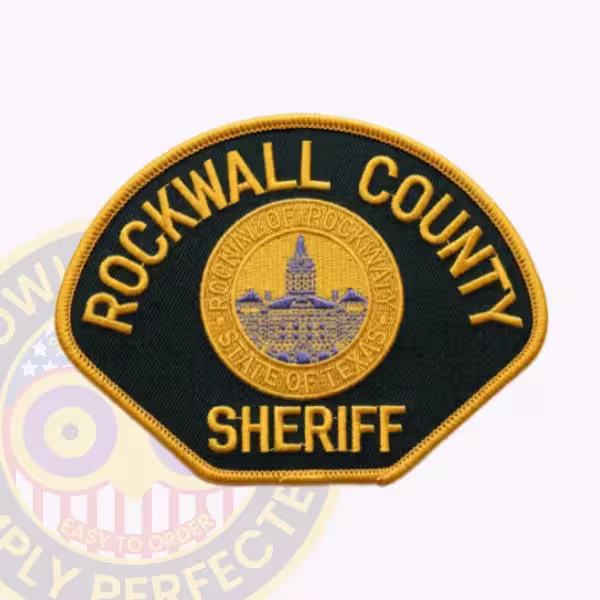 Rockwall County Sheriff Patch with Lavender Building in Gold Seal