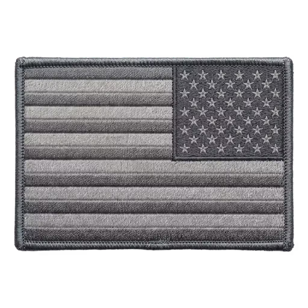 Subdued gray reversed American flag patch