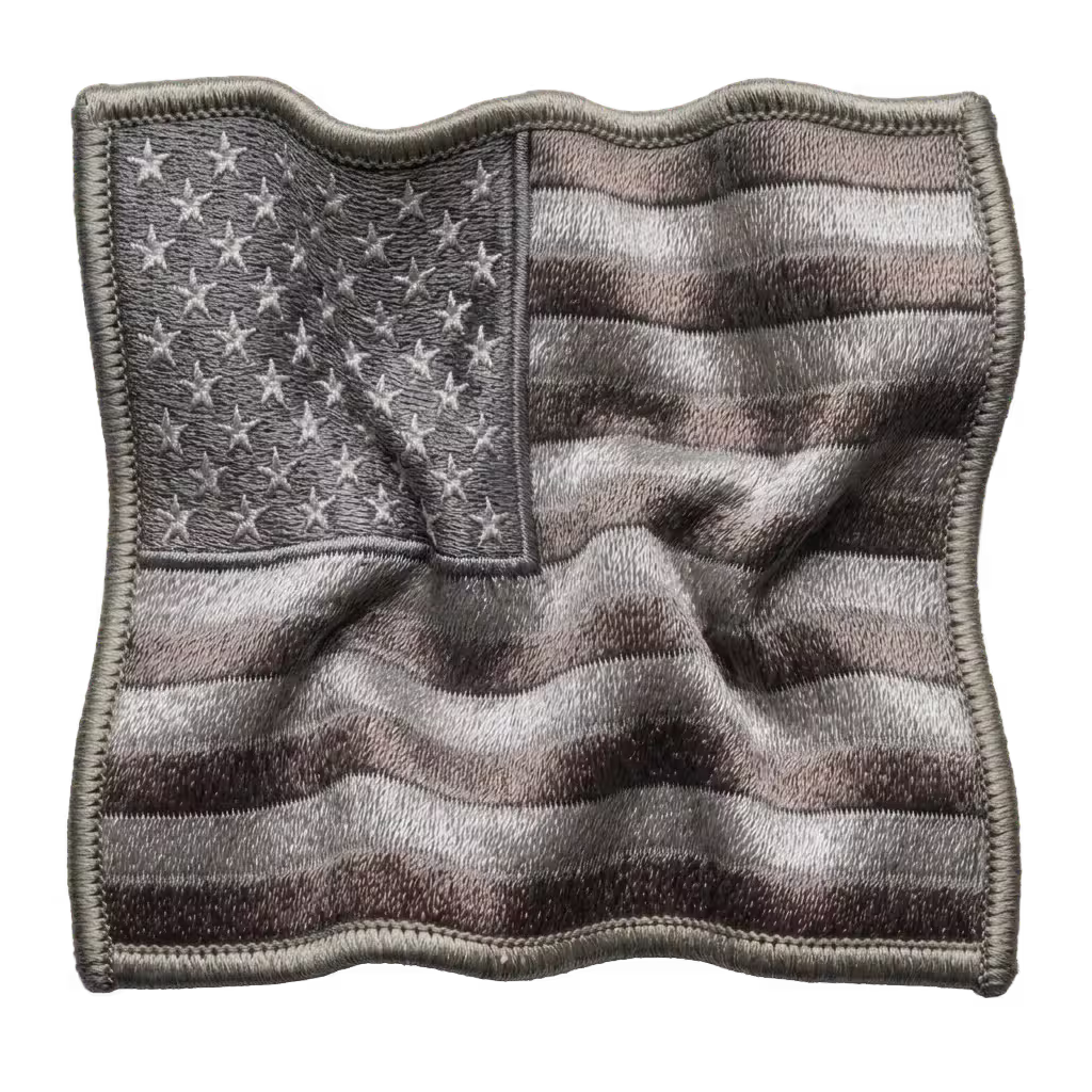 Subdued gray wavy American flag patch