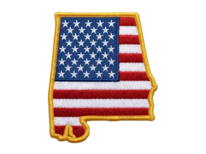 American flag patch in the shape of Alabama