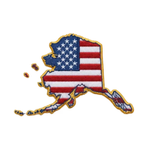 American flag patch in the shape of Alaska