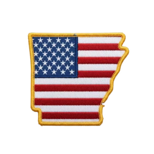 American flag patch in the shape of Arkansas