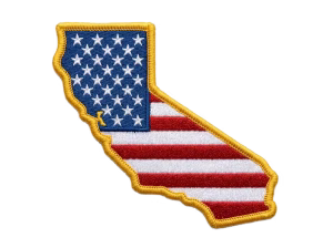 American flag patch in the shape of California