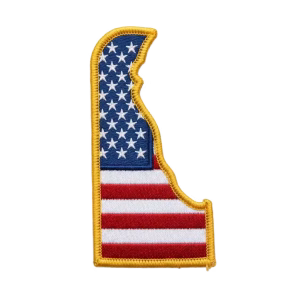 American flag patch in the shape of Delaware