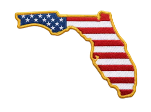 American flag patch in the shape of Florida