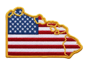 American flag patch in the shape of Hawaii