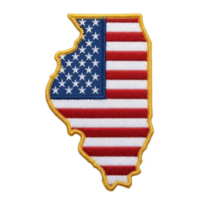 American flag patch in the shape of Illinois