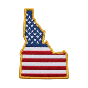 American flag patch in the shape of Idaho