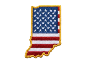 American flag patch in the shape of Indiana