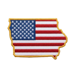 American flag patch in the shape of Iowa