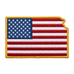 American flag patch in the shape of Kansas