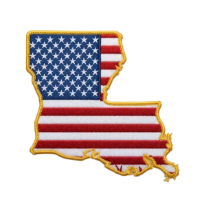 American flag patch in the shape of Louisiana