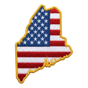 American flag patch in the shape of Maine