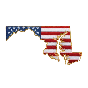 American flag patch in the shape of Maryland