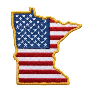 American flag patch in the shape of Minnesota