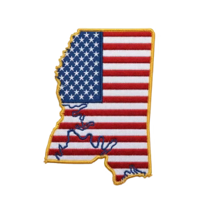 American flag patch in the shape of Mississippi