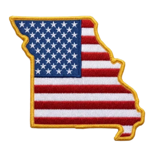 American flag patch in the shape of Missouri