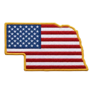 American flag patch in the shape of Nebraska