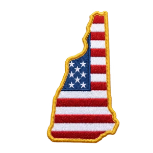 American flag patch in the shape of New Hampshire