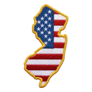 American flag patch in the shape of New Jersey
