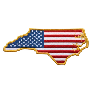 American flag patch in the shape of North Carolina
