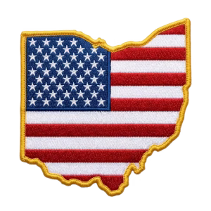 American flag patch in the shape of Ohio