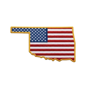 American flag patch in the shape of Oklahoma