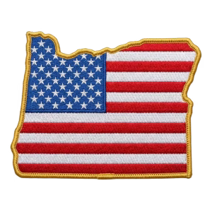 American flag patch in the shape of Oregon