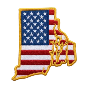 American flag patch in the shape of Rhode Island