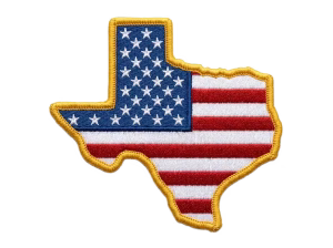 American flag patch in the shape of Texas